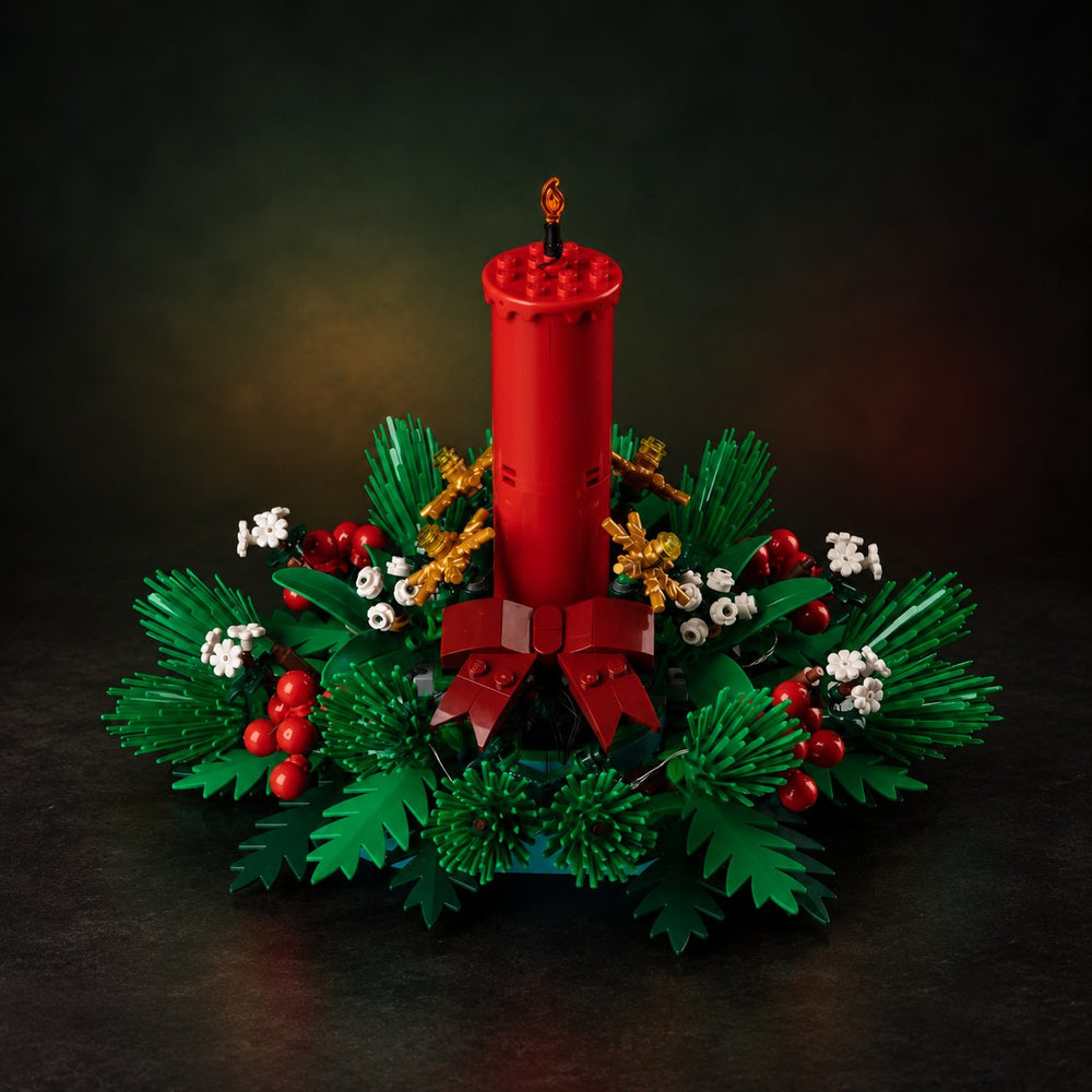 LEGO Christmas Table Decoration 40743 shown with the light kit switched off