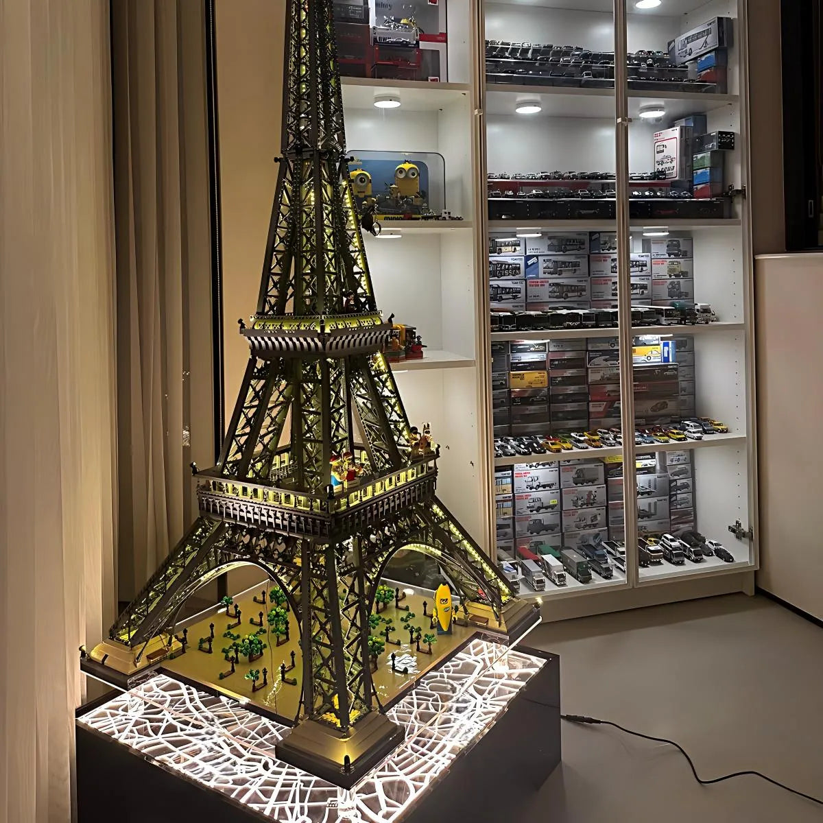 Floating Display Stand for LEGO® Eiffel Tower 10307 with LED Lights - View 5 - brkox