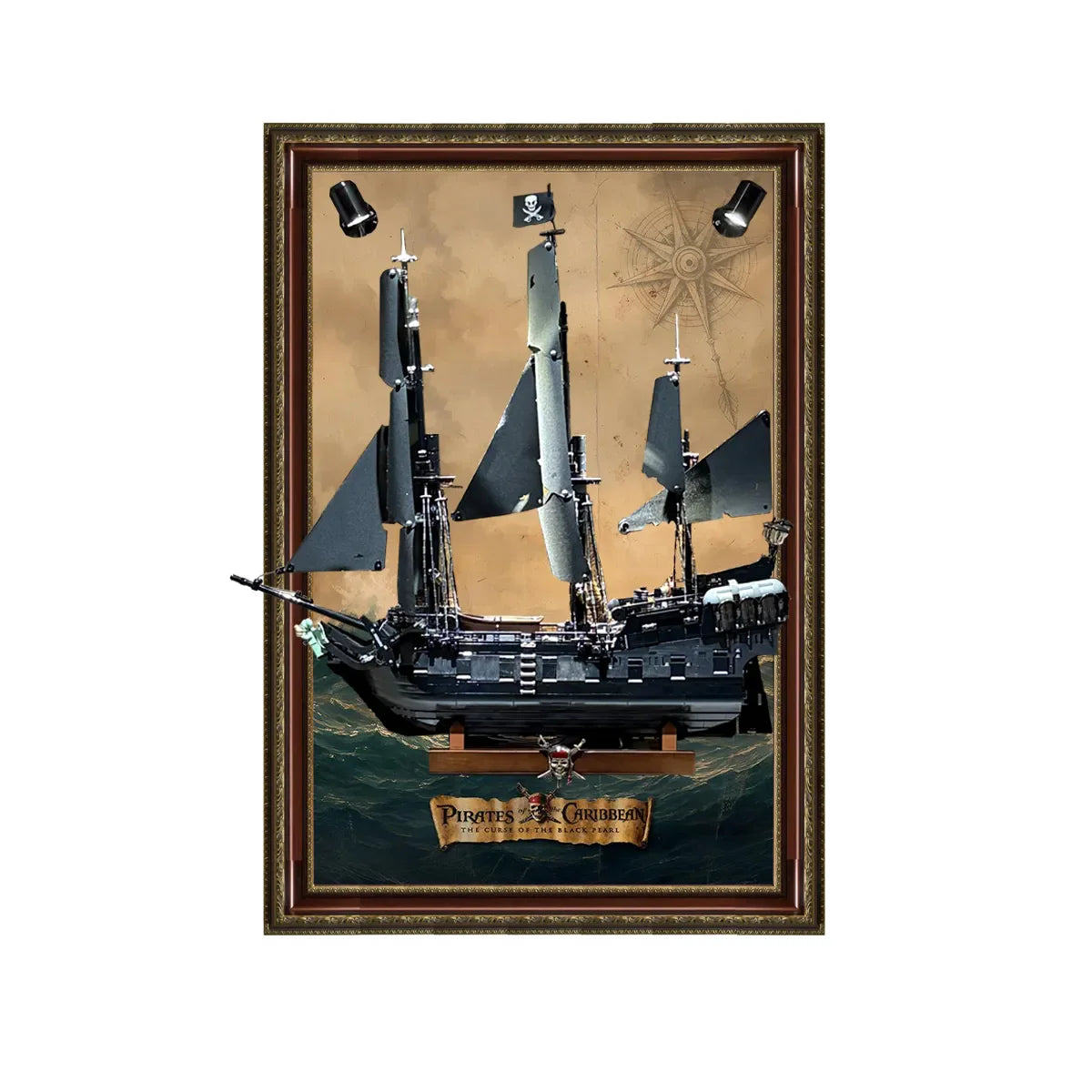 Wall Display Frame Compatible with LEGO® Icons Captain Jack Sparrow's Pirate Ship 10365 Style A - View 2 - brkox