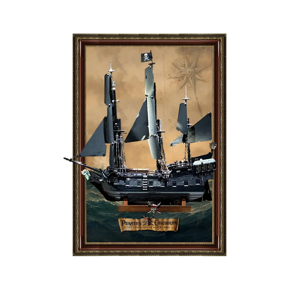 Wall Display Frame Compatible with LEGO® Icons Captain Jack Sparrow's Pirate Ship 10365 Style A - brkox
