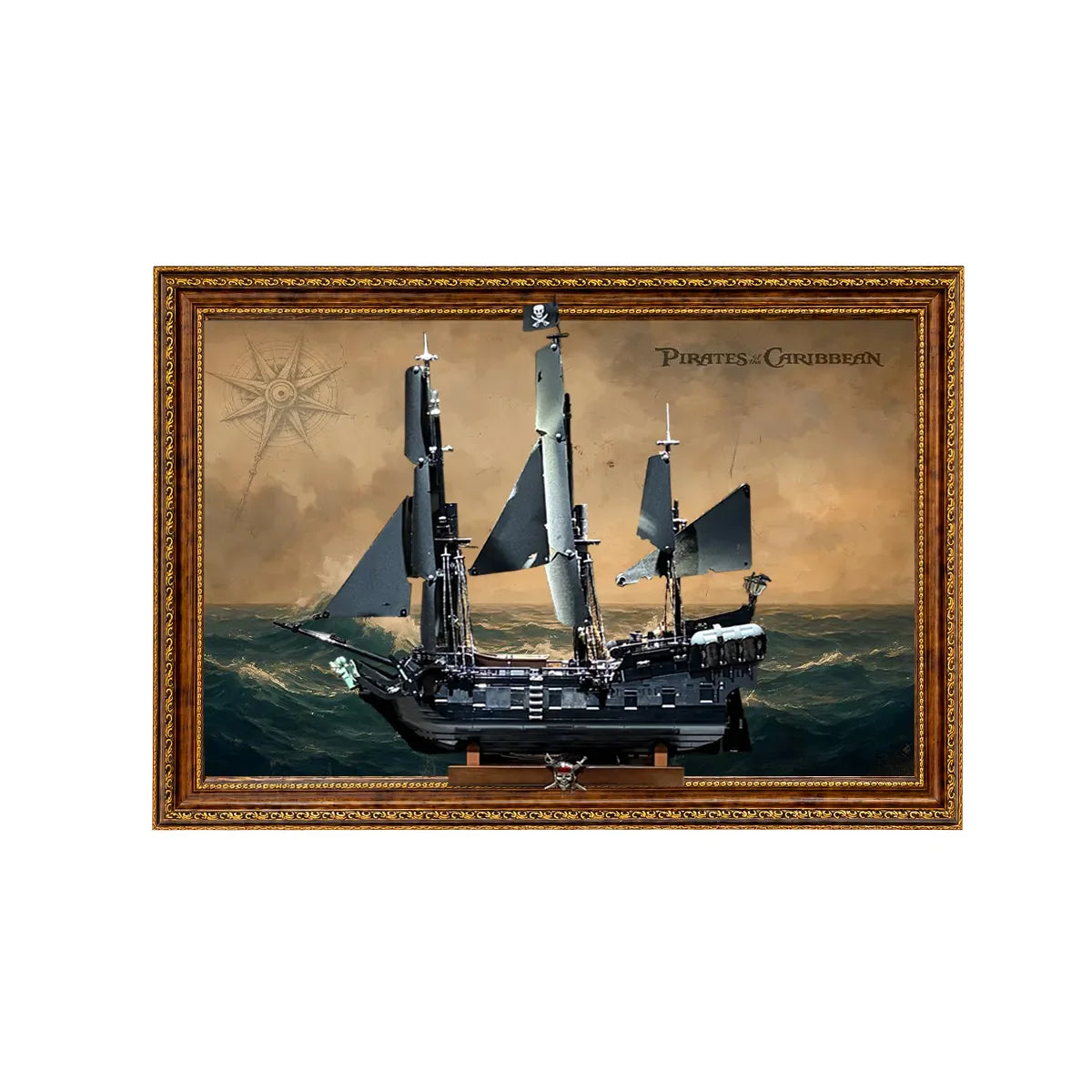Wall Display Frame for LEGO® Icons Captain Jack Sparrow's Pirate Ship 10365 | Stormy Sea | 70x100cm - View 3 - brkox