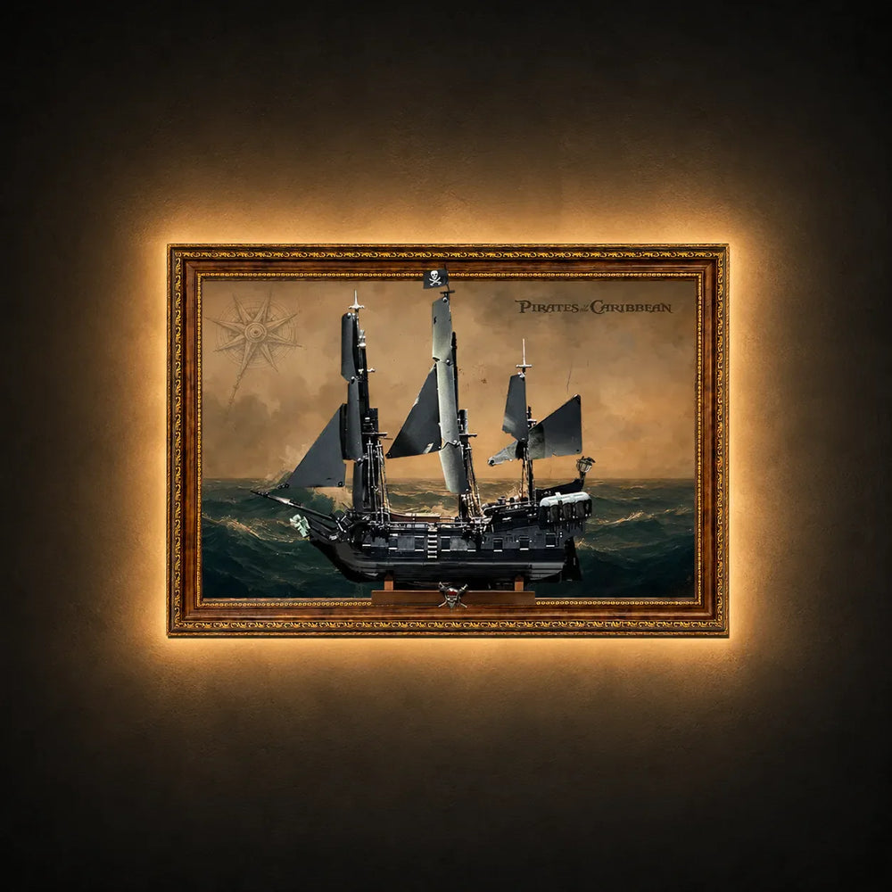 Wall Display Frame for LEGO® Icons Captain Jack Sparrow's Pirate Ship 10365 | Stormy Sea | 70x100cm - brkox
