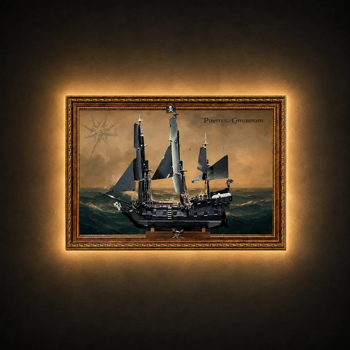 Wall Display Frame for LEGO® Icons Captain Jack Sparrow's Pirate Ship 10365 | Stormy Sea | 70x100cm - brkox