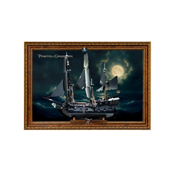 Wall Display Frame for LEGO® Icons Captain Jack Sparrow's Pirate Ship 10365 | Moonlit Sea | 70x100cm