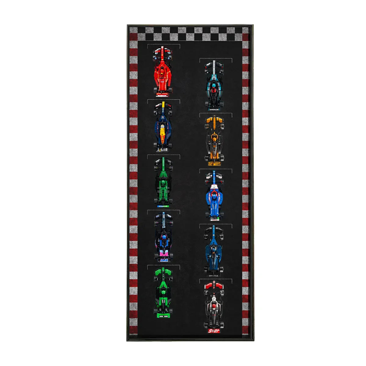 Wall Display Frame for LEGO® Speed Champions F1 | 10-Car | Track Version - View 3 - brkox