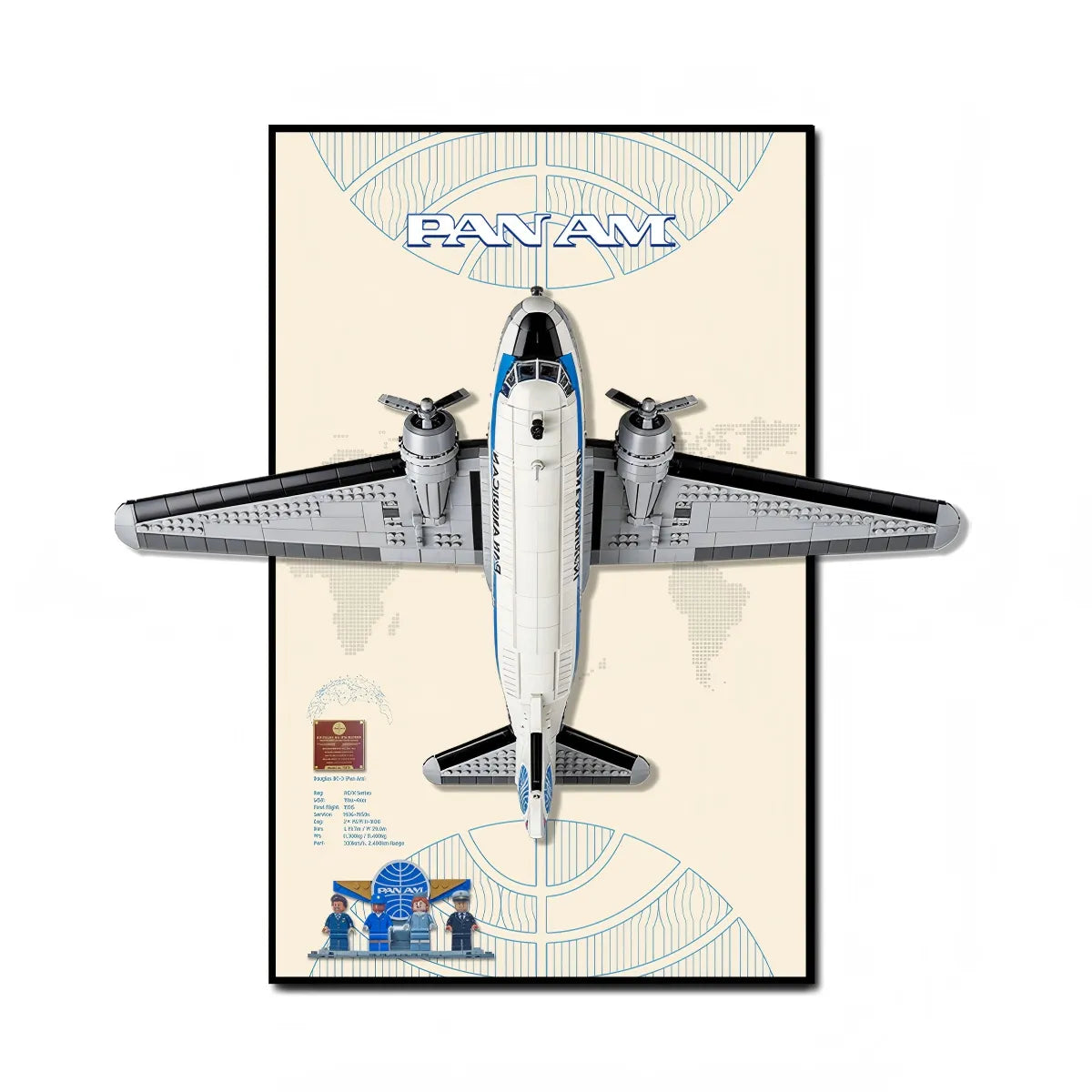 Wall Display frame for LEGO® Icons Douglas™ DC-3™ PAN AM® Airliner 11378 - View 8 - brkox