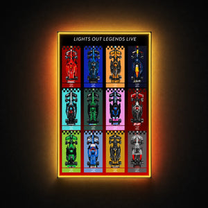 Wall Display Frame for LEGO® Speed Champions F1 | 12-Car | Race of Colors | 50 × 80 cm