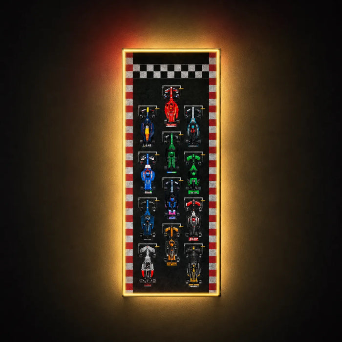 Wall Display Frame for LEGO® Speed Champions F1 | 12-Car | Track Version - View 2 - brkox