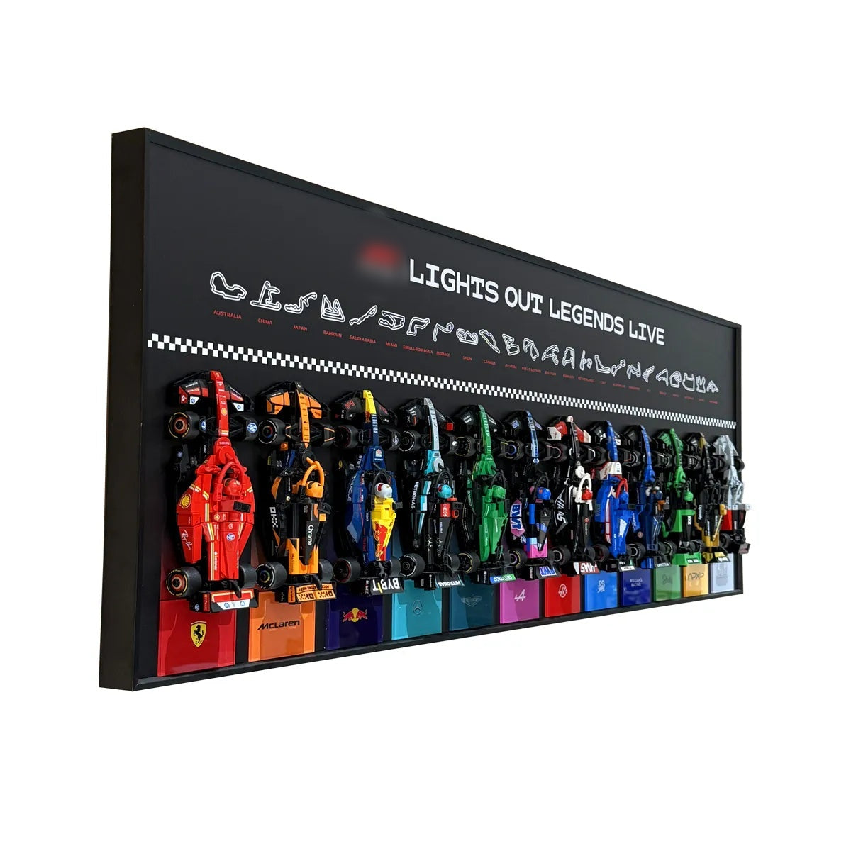 Wall Display Frame for LEGO® Speed Champions F1 12-Car – Black