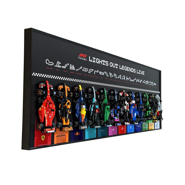 Wall Display Frame for LEGO® Speed Champions F1 | 12-Car | Grand Prix | Black