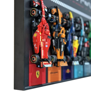 Wall Display Frame for LEGO® Speed Champions F1 | 12-Car | Grand Prix | Black | 120 × 45 cm