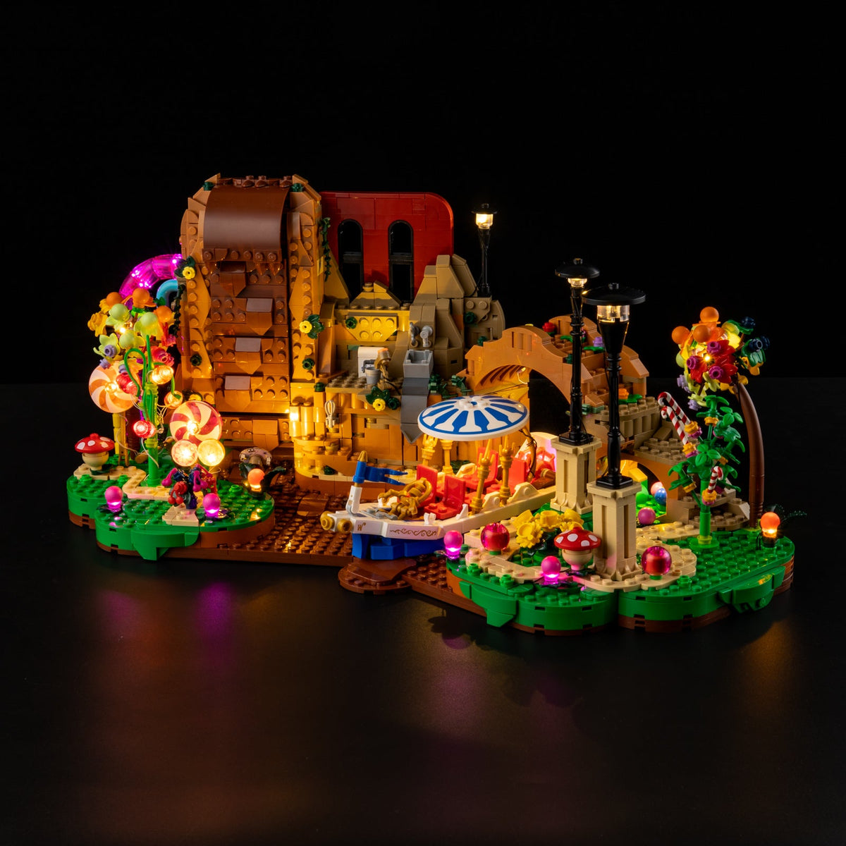 LEGO Hocus Pocus Sanderson Sisters Cottage 21360 lights on