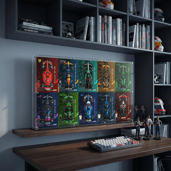 Acrylic Display Case for LEGO® Speed Champions F1 Cars (2x5 Grid)