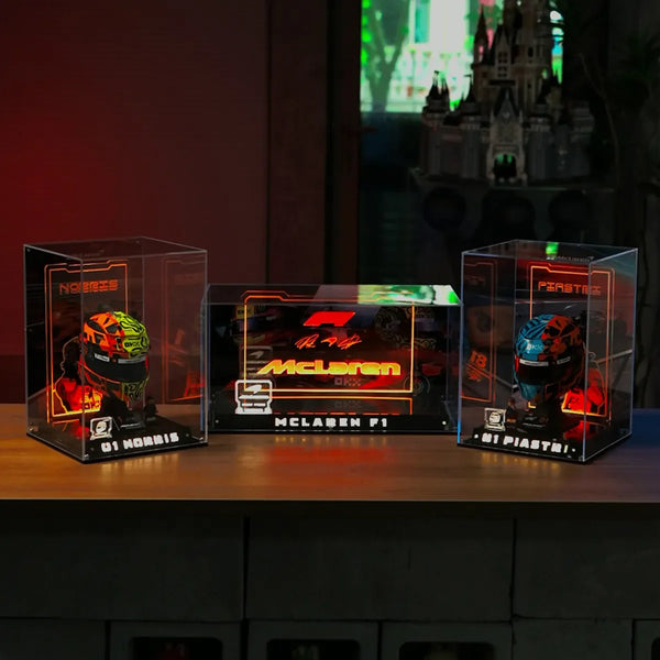 Acrylic Display Case for LEGO® McLaren Mastercard F1® Team Lando Norris Helmet and Oscar Piastri Helmet 43023/43017