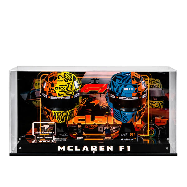 Acrylic Display Case for LEGO® McLaren Mastercard F1® Team Lando Norris Helmet and Oscar Piastri Helmet 43023/43017