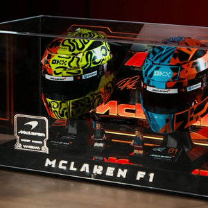 Acrylic Display Case for LEGO® McLaren Mastercard F1® Team Lando Norris Helmet and Oscar Piastri Helmet 43023/43017