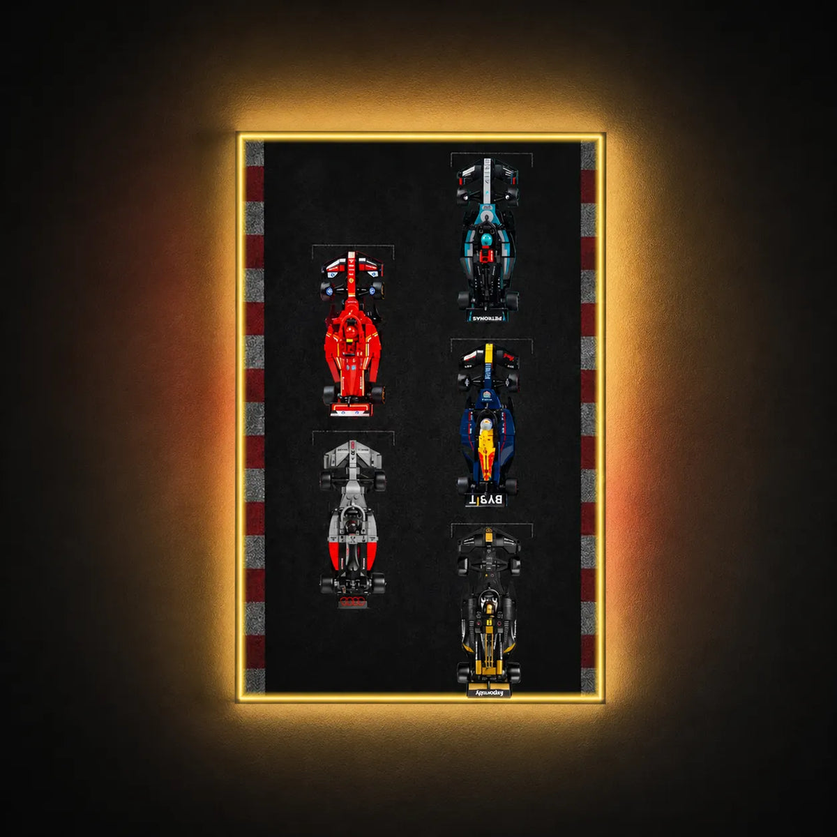 Wall Display Frame for LEGO® Speed Champions F1 | 5-Car | Track Version - View 6 - brkox