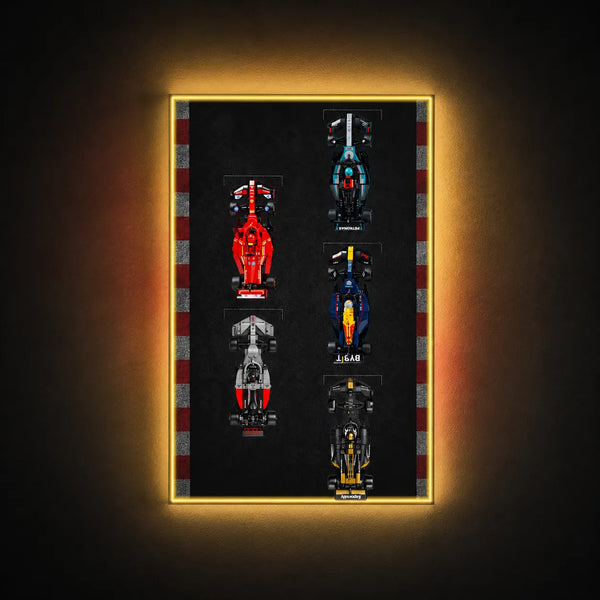 Wall Display Frame for LEGO® Speed Champions F1 | 5-Car | Track version
