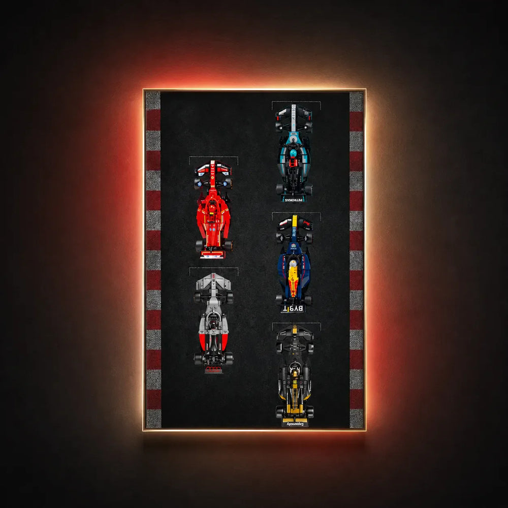 Wall Display Frame for LEGO® Speed Champions F1 | 5-Car | Track Version - brkox