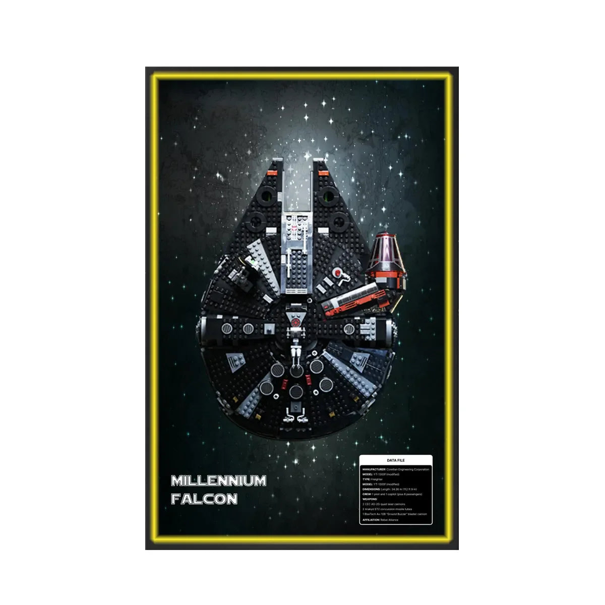 Wall Display Frame for LEGO® Star Wars™ The Dark Falcon 75389 | Stellar Voyage - View 3 - brkox