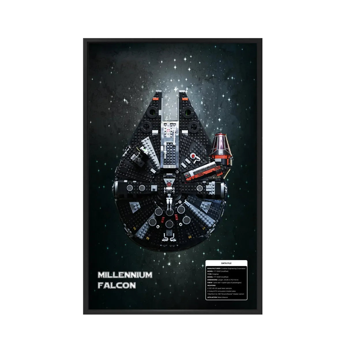 Wall Display Frame for LEGO® Star Wars™ The Dark Falcon 75389 | Stellar Voyage - brkox