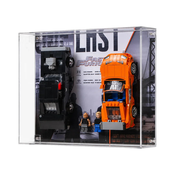Wall Display Case for LEGO® The Fast and The Furious Toyota Supra MK4 and 1970 Dodge Charger R/T 77260/76912
