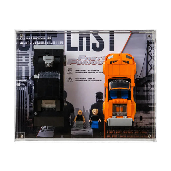 Wall Display Case for LEGO® The Fast and The Furious Toyota Supra MK4 and 1970 Dodge Charger R/T 77260/76912