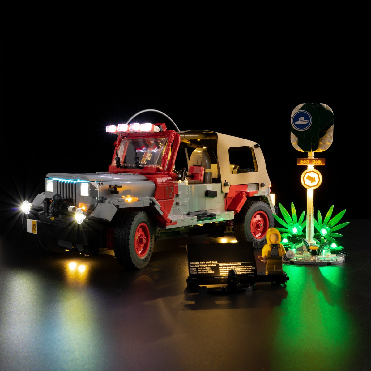 LEGO Jurassic Park Jeep Wrangler 77984 LED light kit view 1