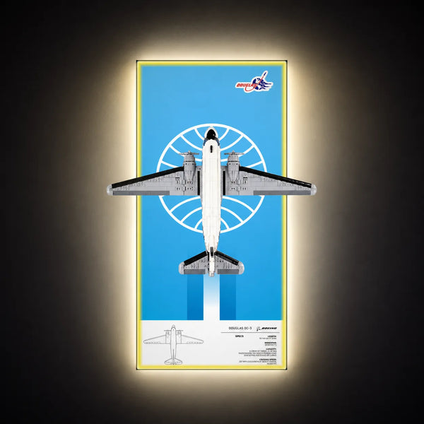 Wall Display frame for LEGO® Icons Douglas™ DC-3™ PAN AM® Airliner 11378 | 50 × 115 cm