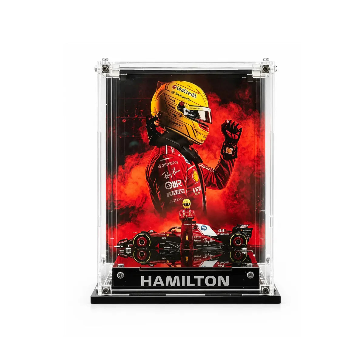 Acrylic Display Case for LEGO® Scuderia Ferrari HP Lewis Hamilton Helmet/Charles Leclerc Helmet  43022/43014 - View 6 - brkox