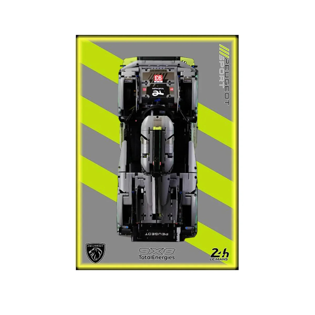LEGO® Technic™ PEUGEOT 9X8 24H Le Mans Hybrid Hypercar 42156 Displayed in Wall Display Frame - brkox