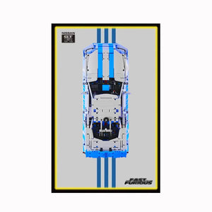 Presenting LEGO® Technic™ 2 Fast 2 Furious Nissan Skyline GT-R (R34) 42210 in Wall Display Frame - brkox