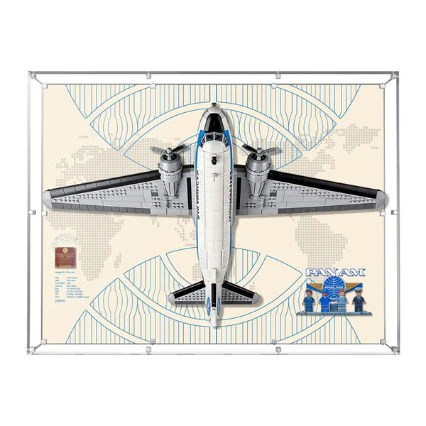 "Showcasing LEGO® Douglas™ DC-3™ PAN AM® Airliner 11378 in Wall Display Case"