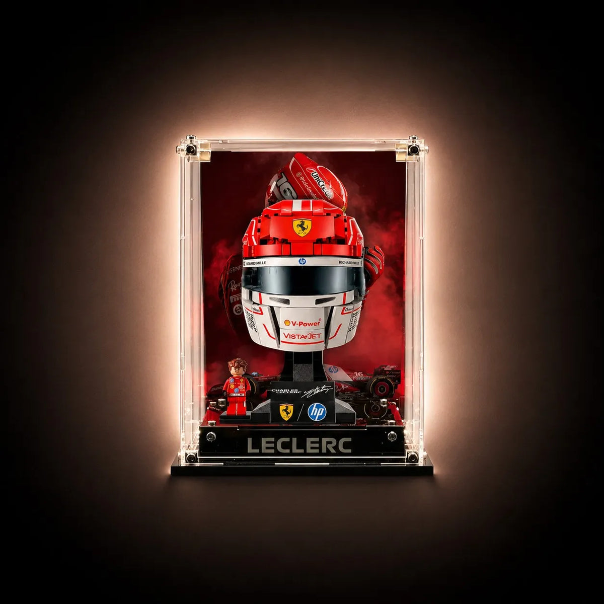 Acrylic Display Case for LEGO® Scuderia Ferrari HP Lewis Hamilton Helmet/Charles Leclerc Helmet  43022/43014 - brkox