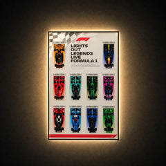 Wall Display Frame for LEGO® Speed Champions F1 | 10-Car | White | 50 × 80 cm