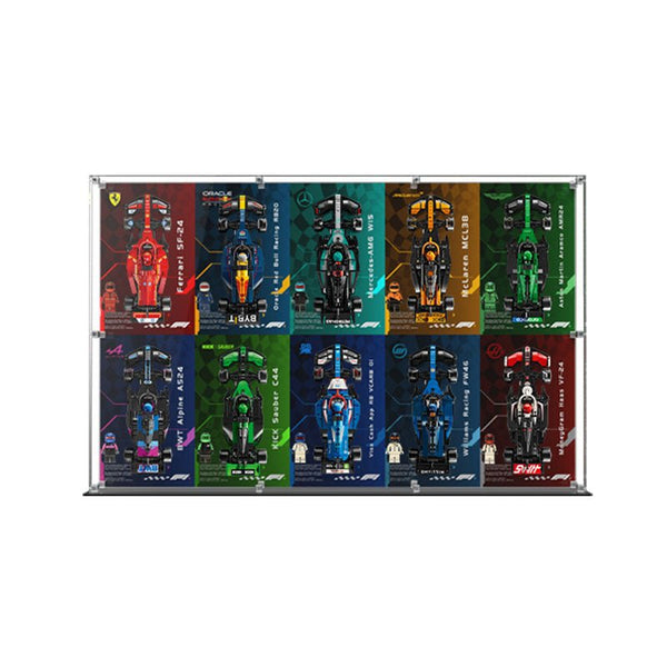 Acrylic Display Case for LEGO® Speed Champions F1 Cars (2x5 Grid)