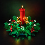 Raised view of illuminated Christmas Table Decoration 40743 candle and wreath