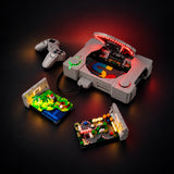 LEGO PlayStation 72306 model with red lid lighting and detached game scenes