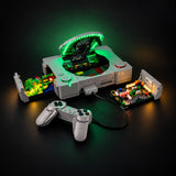 LEGO PlayStation 72306 model with green lid lighting and controller