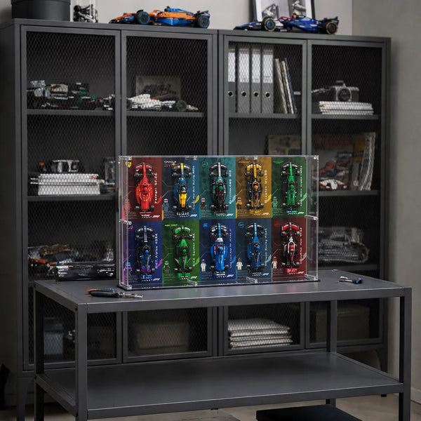 Acrylic Display Case for LEGO® Speed Champions F1 Cars (2x5 Grid)