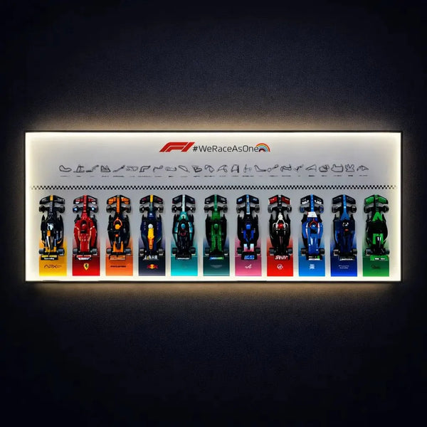 Wall Display Frame Compatible with LEGO® Speed Champions F1 Collection – 11 Cars Edition Style A