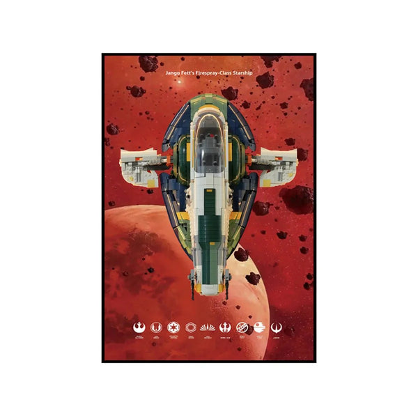 Wall Display Frame Compatible with LEGO® Star Wars™ Jango Fett’s Starship™ 75409 Style A - brkox
