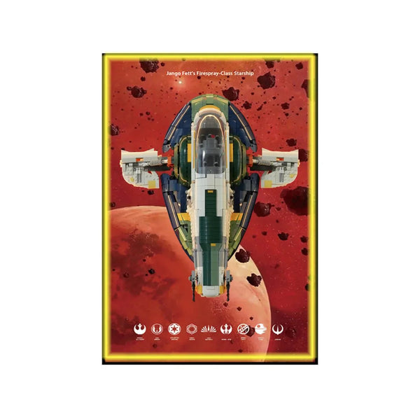 Wall Display Frame Compatible with LEGO® Star Wars™ Jango Fett’s Starship™ 75409 Style A - brickzonehub