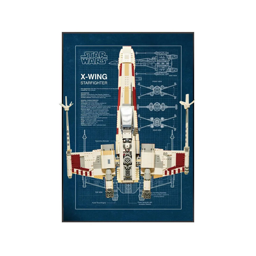 Wall Display Frame Compatible with LEGO® Star Wars™ T - 65 X - Wing 75355 Style A - brkox