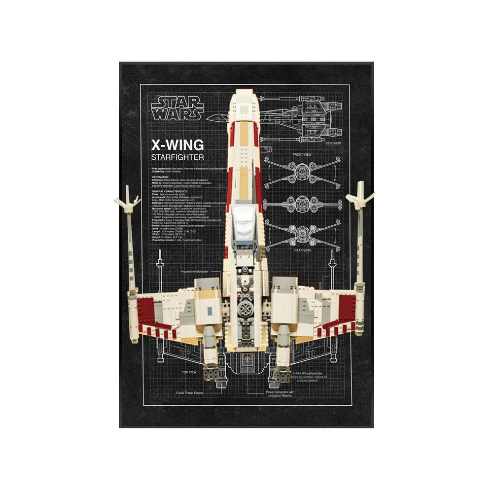 Wall Display Frame Compatible with LEGO® Star Wars™ T - 65 X - Wing 75355 Style B - brkox