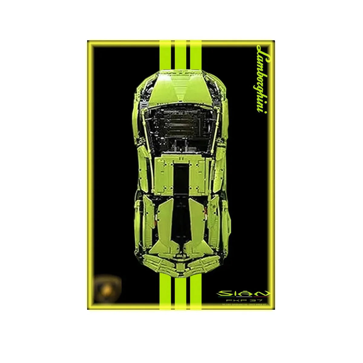 Wall Display Frame for LEGO® Technic™ Lamborghini Sián FKP 37 42115 | Style A - View 7 - brkox